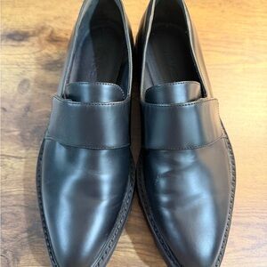 Vince Black Leather Slip-On Loafers